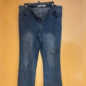 NEW MAX Rhinestone Bling Bootcut Jeans Size 14